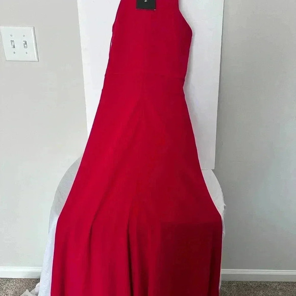 WOOSEA Women's High Neck Split Bodycon Mermaid Evening Cocktail Long Dress. - Picture 2 of 5